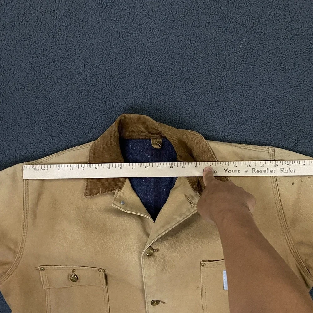 Carhartt Michigan Chore Jacket FITS Men Large Brown Canvas Blanket Lined Vintage